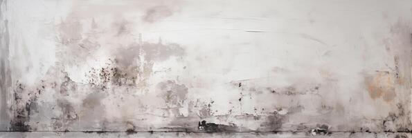 AI generated grunge white wall background and texture panorama with copy space, generative AI. photo