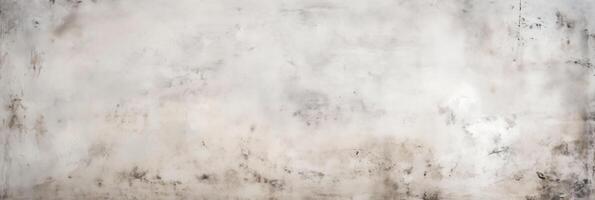 AI generated grunge white wall background and texture panorama with copy space, generative AI. photo