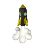 fusée noir 3d icône png