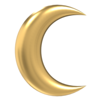 Islamic crescent moon icon. Gold crescent moon. Symbol shape design for islamic, religion, ramadan and eid concept png