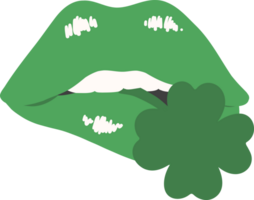 st paticks dag lippen met Klaver blad png