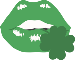 st paticks journée lèvres avec trèfle feuille png