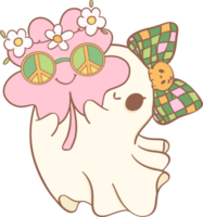Groovy Retro St. Patrick Ghost, Cute Kawaii Hand Drawing png
