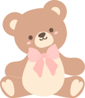 Coquette teddy bear with pink bow png