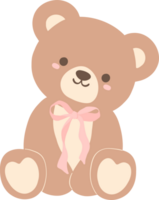 Coquette teddy bear with pink bow png