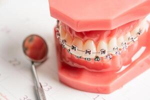 Dentist equipment, dental instrument, tools for dental professionals use to provide dental treatment. photo