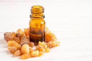 Frankincense or olibanum aromatic resin used in incense and perfumes. photo