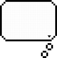 8 bits retro juego píxel habla burbuja globo icono pegatina memorándum palabra clave planificador texto caja bandera, plano png transparente elemento diseño