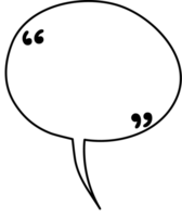 Black and white speech bubble balloon with quotation marks, icon sticker memo keyword planner text box banner, flat png transparent element design