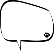 Animal pet paw Black and white color speech bubble balloon, icon sticker memo keyword planner text box banner, flat png transparent element design