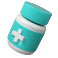 3d pil fles medisch icoon apotheek met kruis veroorzaken. wit plastic supplement kan. eiwit vitamine capsule verpakking, groot poeder blanco remedie cilinder farmaceutisch drug png