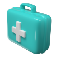 3d rendering of first aid medical box with cross icon. Healthcare industry supplies and drugs png