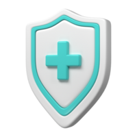 3d Medical health protection shield cross. Protected guard concept. Safety badge icon. Privacy banner. Security safeguard label. Presentation sticker shape png