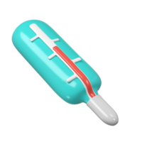 3d médical Mercure transparent thermomètre. le rendu illustration de médicament diagnostique instrument à Température la mesure dans turquoise couleur. mignonne dessin animé conception. soins de santé outil png