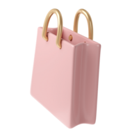 3d roze boodschappen doen zak transparant. geven geschenk tas. online of kleinhandel boodschappen doen symbool. mode vrouw handtas illustratie png