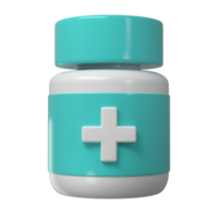 3d píldora botella médico icono farmacia con cruzar. blanco el plastico suplemento frasco. proteína vitamina cápsula embalaje, grande polvo blanco remedio cilindro farmacéutico fármaco png