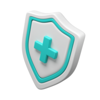 3d Medical health protection shield cross. Protected guard concept. Safety badge icon. Privacy banner. Security safeguard label. Presentation sticker shape png