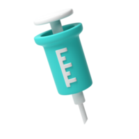 3d médical seringue avec aiguille pâte à modeler dessin animé style transparent vaccination concept illustration png