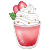 Strawberry and whipped cream smoothie Decorate with strawberries. png