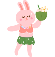 Hawaii Party Hase Charakter. Illustration auf transparent Hintergrund png