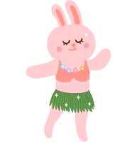 hawaii party rabbit character. illustration on transparent background png