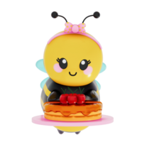 Happy Mother's day , Mom bee and Honey waffles on transparent background, 3D Rendering png