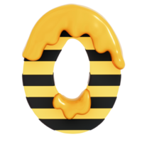 mon chéri abeille Nombres 0 sur transparent arrière-plan, 3d le rendu png