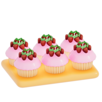 Lycklig mors dag , mini muffin på transparent bakgrund, 3d tolkning png