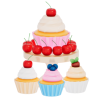 glücklich Mutter Tag , Cupcakes auf transparent Hintergrund, 3d Rendern png