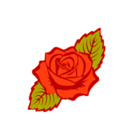 AI generated A red rose flower with green leaves on a transparent background. Decorative vector element for Valentine's Day celebrations and weddings Png