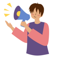 Boy talking through megaphone png