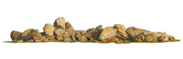 Large stone pile Isolated on PNGs transparent background , Use for visualization in architectural design or garden decorate