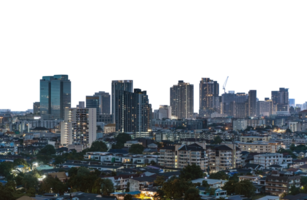 city skyline Isolated on PNGs transparent background, Use for visualization in architectural presentation