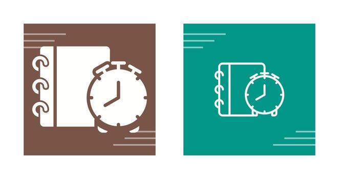 Notepad with alarm clock Vector Icon