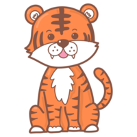tigre scarabocchio cartone animato png