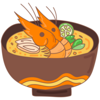 picante camarão sopa rabisco desenho animado png