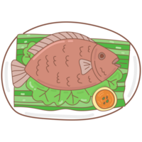 grillad fisk klotter tecknad serie png