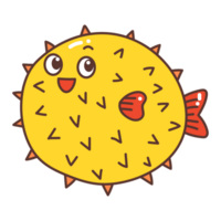 puffer pesce scarabocchio cartone animato png