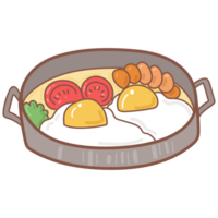 fried eggs in a frying pan png