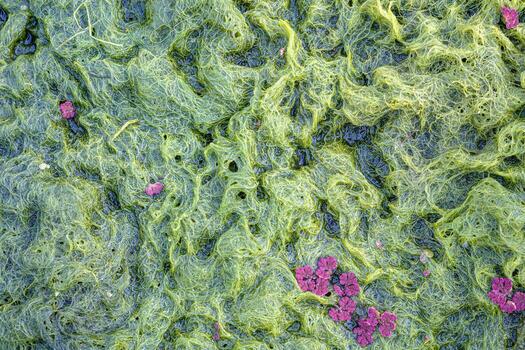 Natural texture in nature with natural plant surface of marsh grass and spirulina. photo