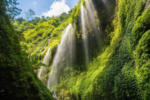 Beautiful view of Madakaripura waterfalls the tallest waterfalls in Java island and second tallest waterfalls in Indonesia. photo