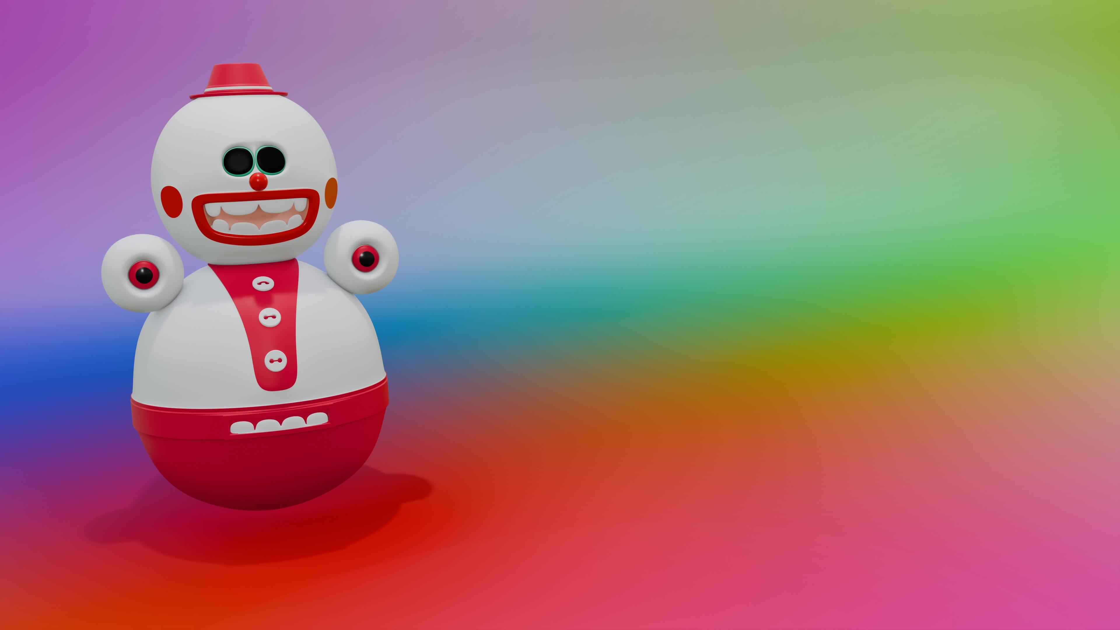 3D toy clown pink roly poly rotation animation 39098633 Stock Video at