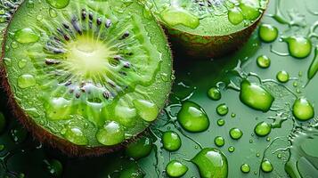 AI generated Kiwi fruit background and space for text , Photorealistic , AI generated photo