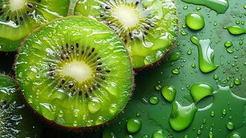 AI generated Kiwi fruit background and space for text , Photorealistic , AI generated photo