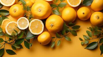 AI generated Yuzu orange pattern background and space for text , Photorealistic , AI generated photo