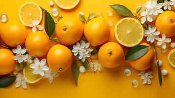 AI generated Yuzu orange pattern background and space for text , Photorealistic , AI generated photo