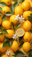AI generated Yuzu orange pattern background and space for text , Photorealistic , AI generated photo