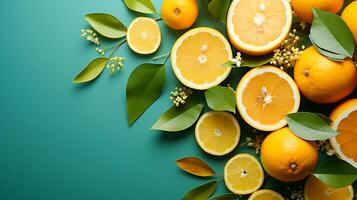 AI generated Yuzu orange pattern background and space for text , Photorealistic , AI generated photo