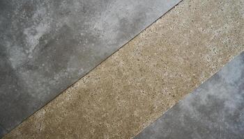 AI generated Striking contrast between a rough, speckled beige surface and smooth, mottled grey concrete. Ideal for backgrounds or texture comparisons in design, flatlay background. photo