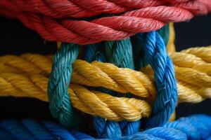 AI generated Several colored ropes tied together photo